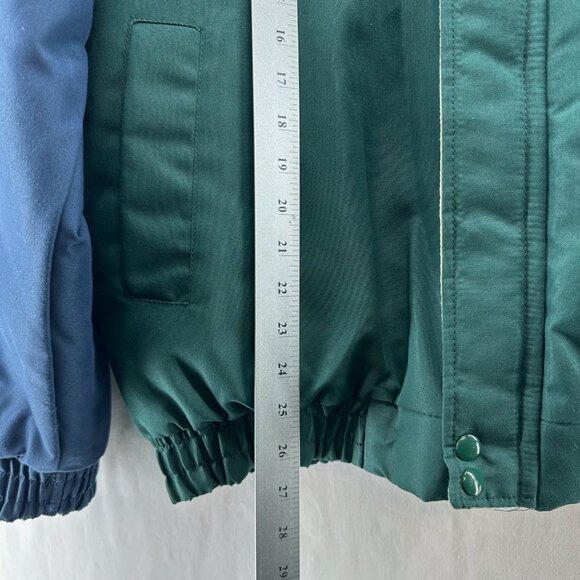 California Imperial Bomber Jacket Men L Zip Up Quilt Lined Colorblock Green Blue - Picture 4 of 11